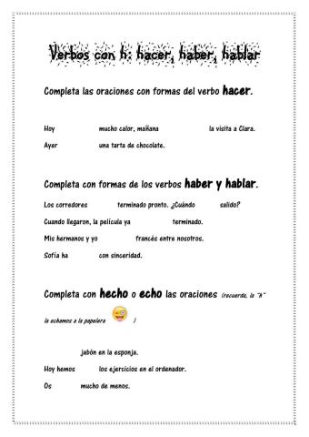 Verbos con H: haber, hacer y hablar