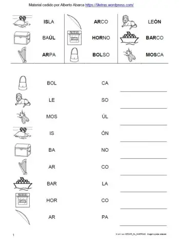 Sílabas inversas y mixtas 1