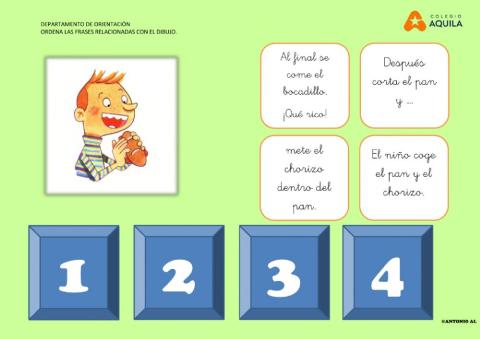 Arrastra las frases para ordenar la secuencia