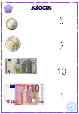Asocia euros cantidad