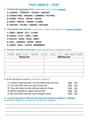 Past Simple (Irregular Verbs) - TEST