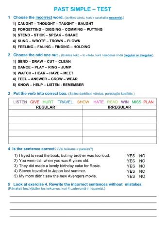 Past Simple (Irregular Verbs) - TEST
