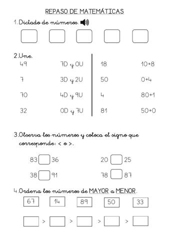 Repaso de Mate 1º