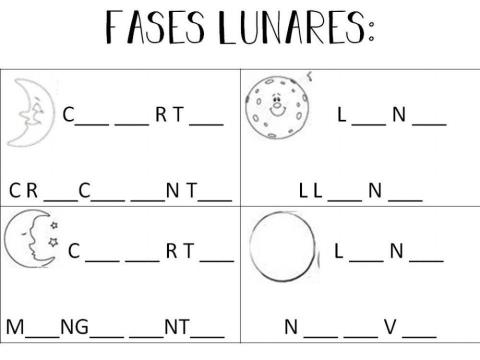 Completa las vocales de las fases lunares