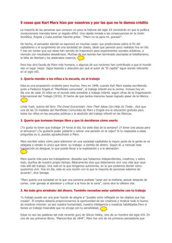 Cinco cosas que Marx hizo por nosotros