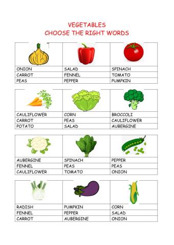 Choose the vegetables