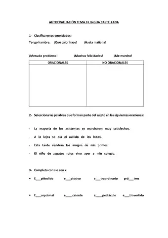 Autoevaluación tema 8Lengua castellana
