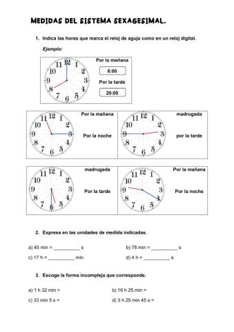 Matemáticas 5º. Medidas del sistema sexagesimal