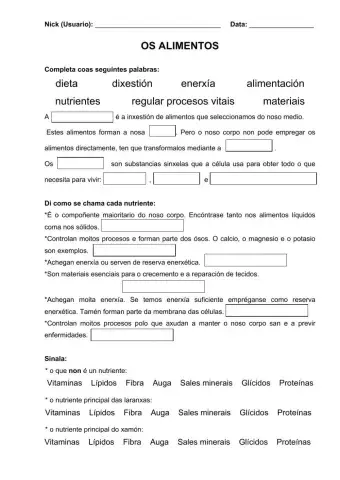 Nutrición 6. Os alimentos