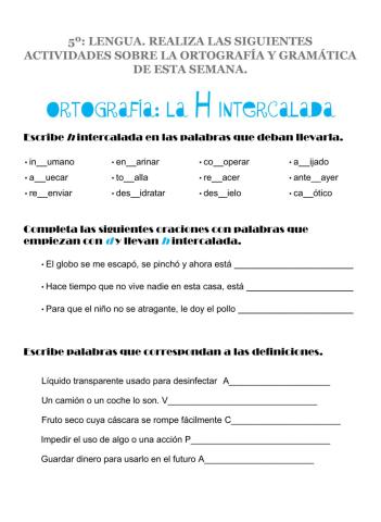 5ºLengua Gramática y ortografía