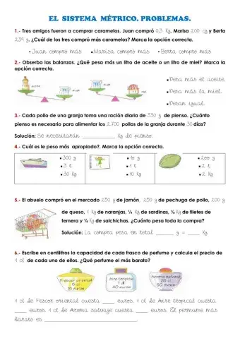 Problemas sistema métrico