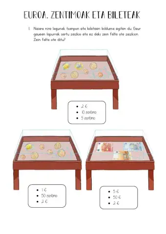 Euroa ezagutzen: txanponak eta bileteak