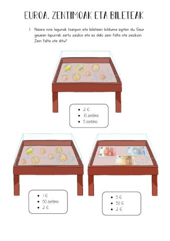 Euroa ezagutzen: txanponak eta bileteak