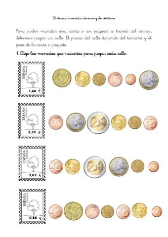 El dinero: Euros y céntimos