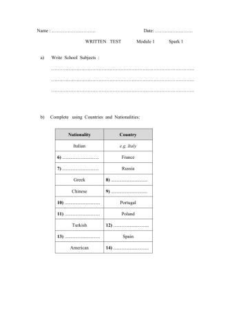 Written test  Spark 1 Module 1