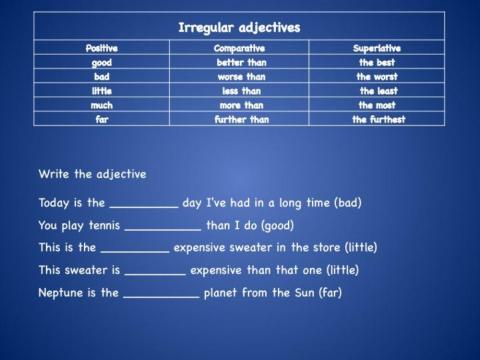 Irregular Adjectives