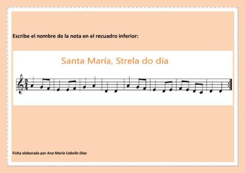 Partitura SANTA Mª, STRELA DO DIA