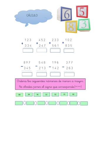 Cálculo sin llevadas.