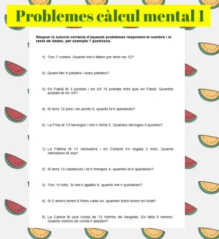 Problemes càlcul mental