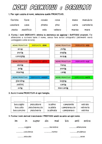 Nomi primitivi e derivati
