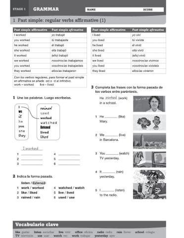 Past simple affirmative form- regular and irregular verbs