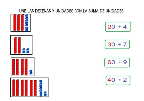 Une las decenas y unidades con la suma de unidades
