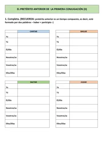 Pret. anterior 1ª conjugación
