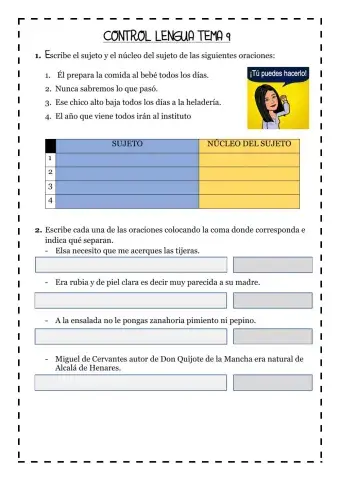 CONTROL LENGUA TEMA 9