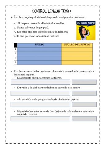CONTROL LENGUA TEMA 9