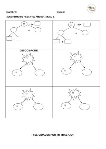 ALGORITMO DE RESTA. REPASO. NIVEL 2 OAOA