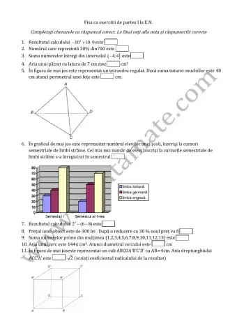 Exercitii Evaluare nationala partea I