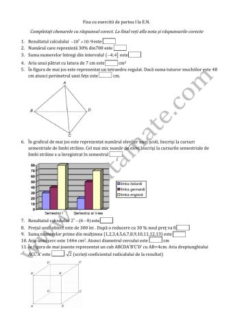Exercitii Evaluare nationala partea I