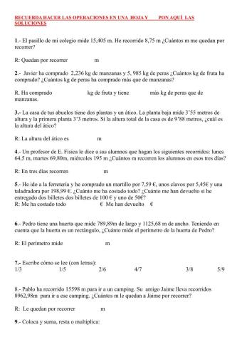 Problemas con decimales