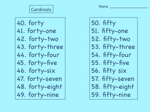 Numbers 40-59 Listening