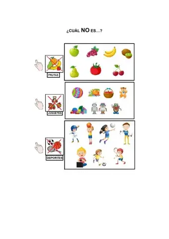 INTRUSO: NO es una fruta, NO es un juguete, NO es un animal