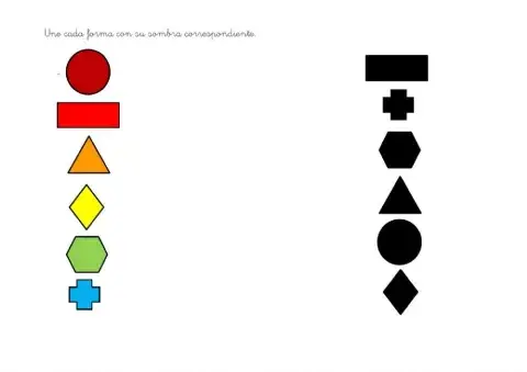 Une las formas geométricas con su sombra.