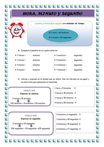 Hora, minuto y segundo