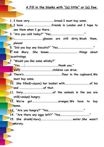 Quantifiers - (a) few , (a) little