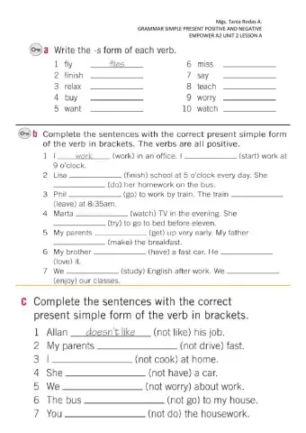 GRAMMAR EMPOWER 2A UNIT 2 LESSON A