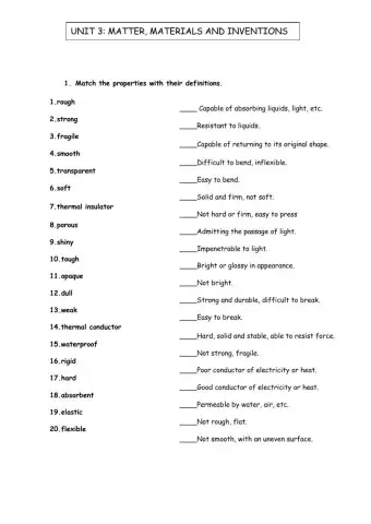 Properties and materials