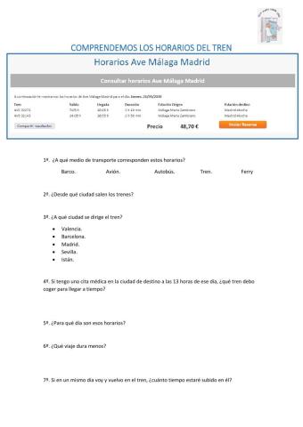 Comprender los horarios de un tren.