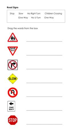 Road Signs Drag and Drop