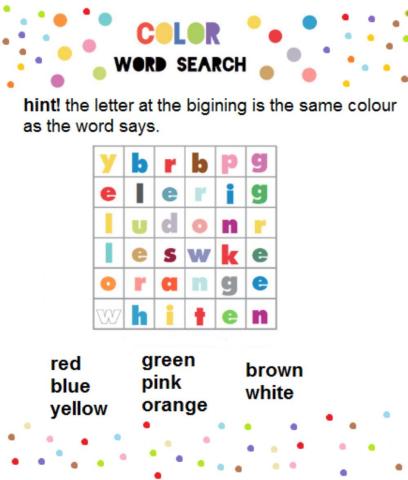 Word search colours