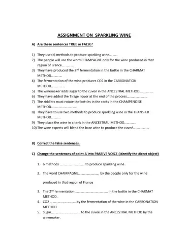 How sparkling wine is made assignment