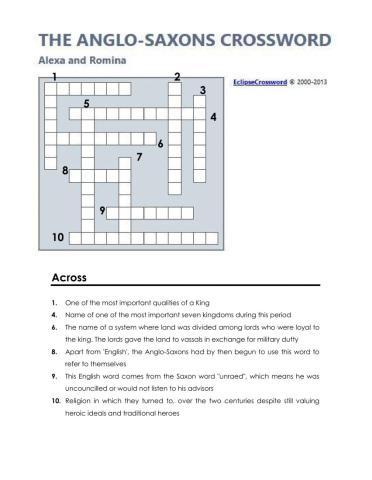Anglo-Saxons crossword