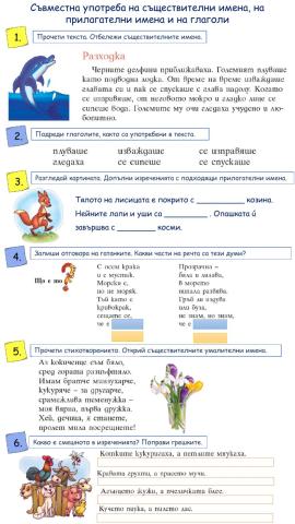 Съвместна употреба на съществителни имена, на прилагателни имена и на глаголи