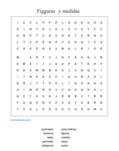 Sopa de letras figuras y medidas