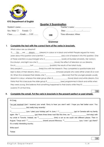 Grade5 English File Grammar Test