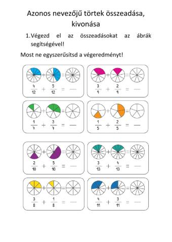Azonos nevezőjű törtek összedaása, kivonása