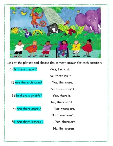 animals in the jungle there is -are isn´t aren´t